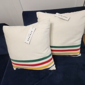 Striped White Throw Pillows